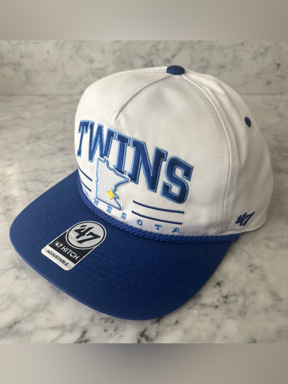 '47 Minnesota Twins City Connect Roscoe Hitch MLB Adjustable Snap Back Hat Blue